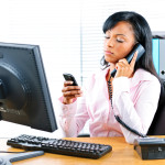 business woman multitasking